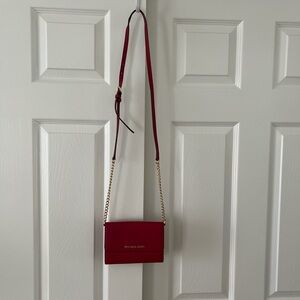 michael kors red crossbody bag/wallet